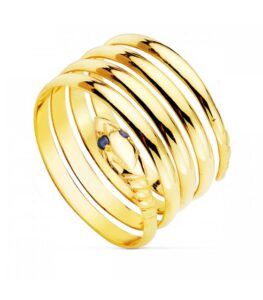 Anillo de oro para mujer con forma de serpiente con ojos de zafiro.